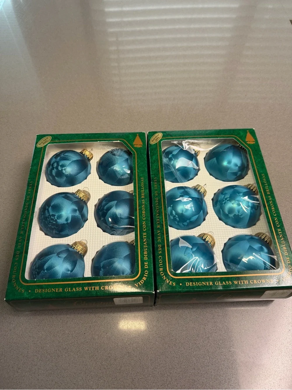 Teal Blue Glass Holiday Ornament Set - Pack of 16